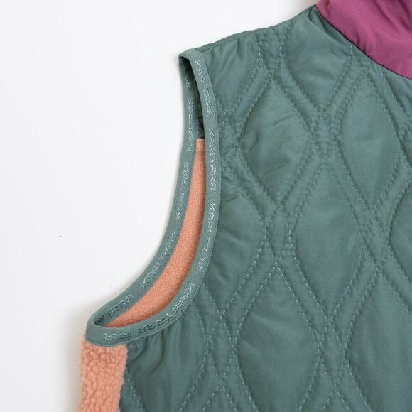 Kari Traa Rothe Quilted Vest Fleece Full Zip Warm Cozy Color Block - Picture 7 of 15